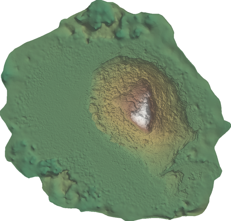 Hillshaded elevation surface of the island